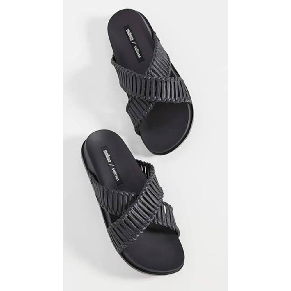 New Melissa x Salinas Cosmic II PVC Slide Sandals in Black Women's Size 6